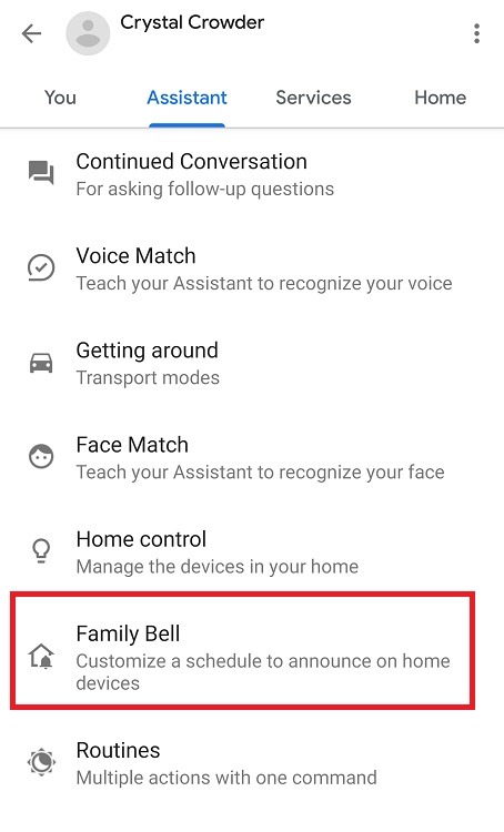 Cómo usar la función Family Bell del Asistente de Google Family Bell