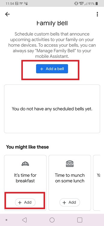Cómo usar la función Campana familiar del Asistente de Google Agregar campana