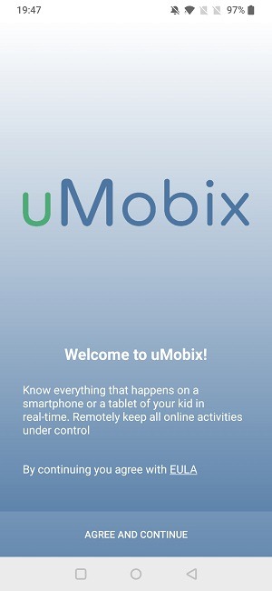 Pantalla de bienvenida de revisión de Umobix