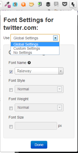 tipo de configuración del cambiador de fuente