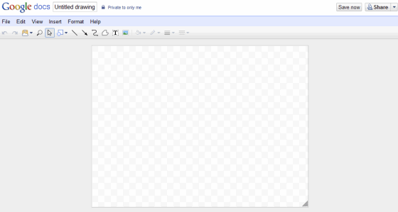 Dibujo de GoogleDocs: página de lienzo en blanco