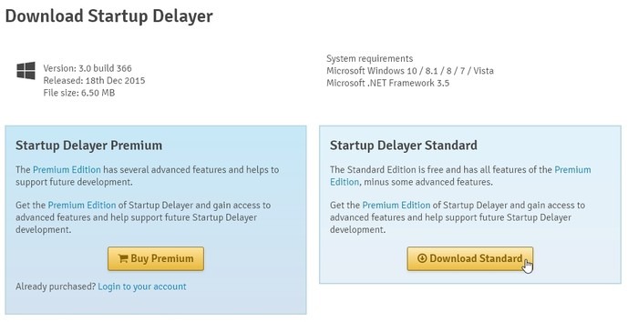 Startup Delayer Optimize Iniciar sesión Descargar estándar