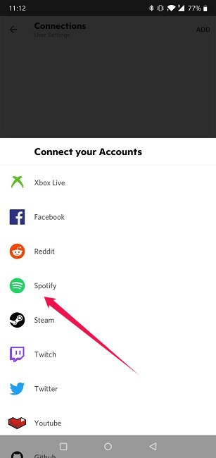 Conecte Spotify a Discord Android Conecte sus cuentas