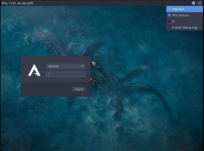 Arcolinux Desktop Manager Sesión 1