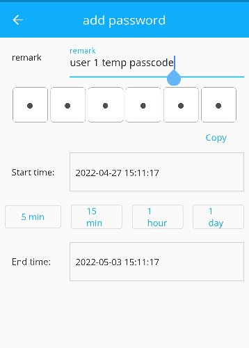 Contraseña de usuario de Welock Smart Lock Mobile