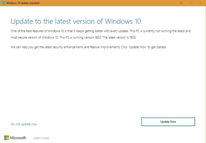 Asistente de actualización de Windows 10