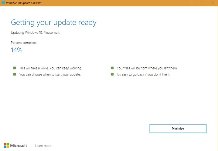 Asistente de actualización de Windows 10 Preparación de actualizaciones 14 por ciento Stage3