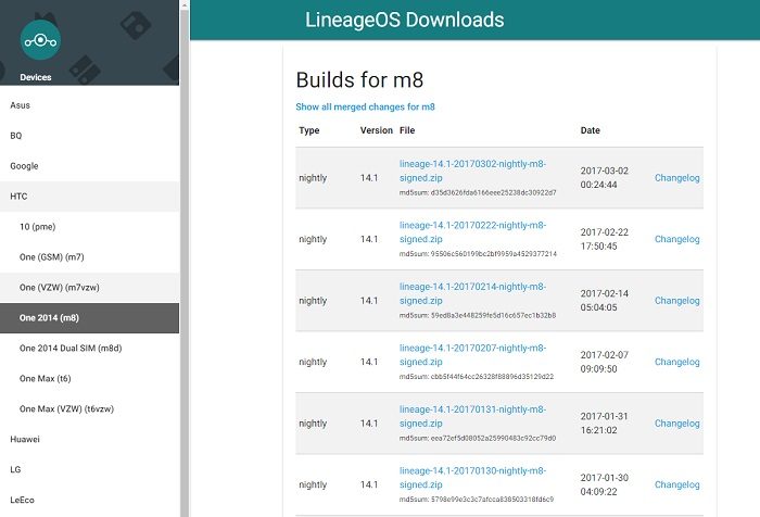 lineage-os-downloads-page