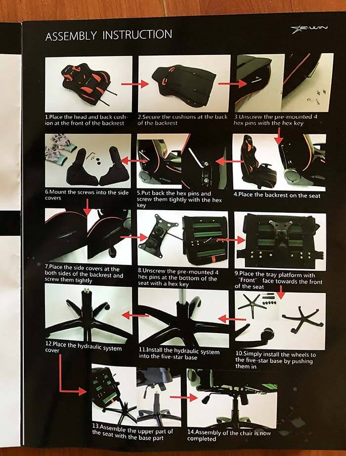 e-win-gaming-chair-review-instrucciones de montaje