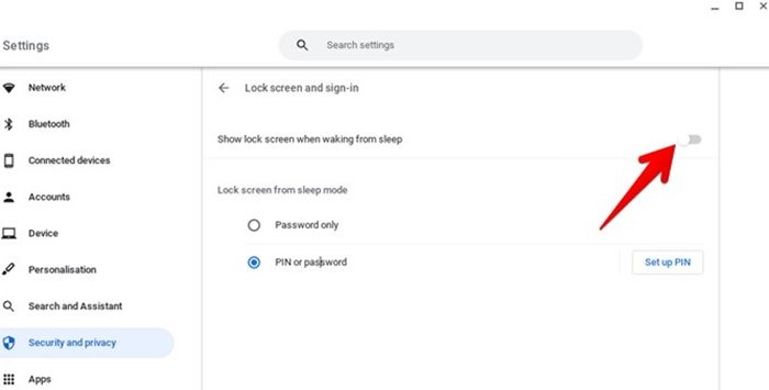 Pantalla de bloqueo de Chromebook Despertar Dormir