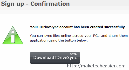 Regístrese en IDriveSync