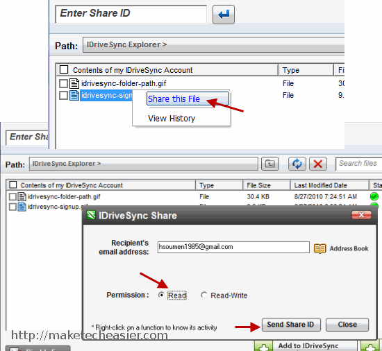 IDriveSync Compartir archivos y carpetas