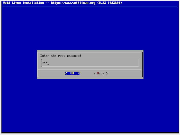 Contraseña raíz de Voidlinux 15