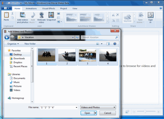 Importar archivos multimedia Windows Movie Maker