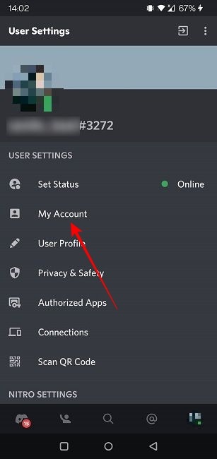Cambiar el nombre de usuario de Discord Móvil Mi cuenta