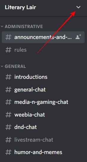 Cambiar servidor de nombre de usuario de Discord Flecha hacia abajo