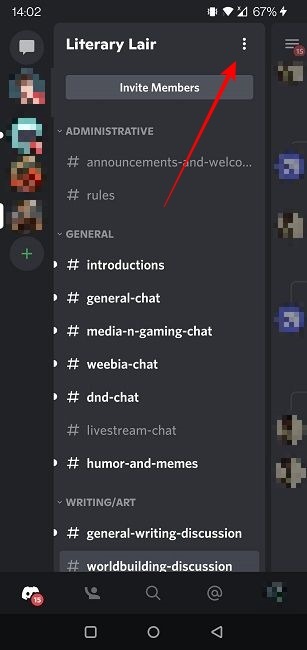 Cambiar el nombre de usuario de Discord Mobile Three Dots