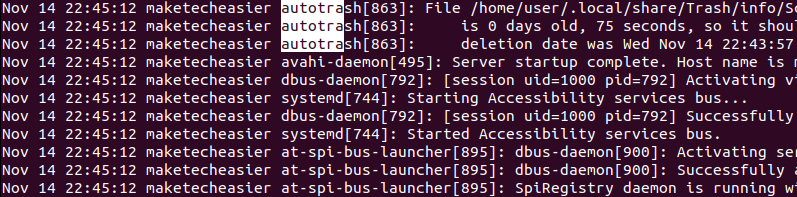 autotrash-logged-in-systemd-journal