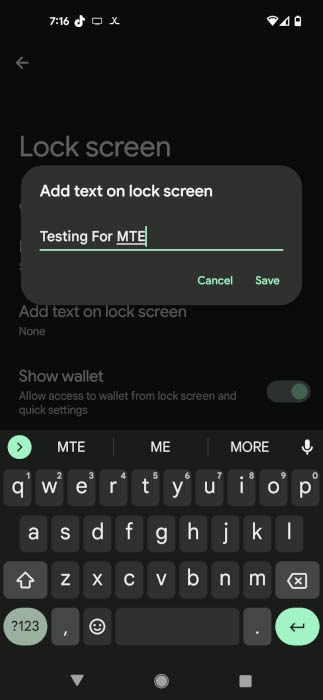 Texto del mensaje de la pantalla de bloqueo de Android