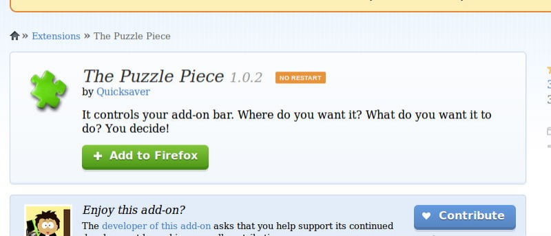 Personaliza fácilmente la barra de complementos en Firefox con Puzzle Piece