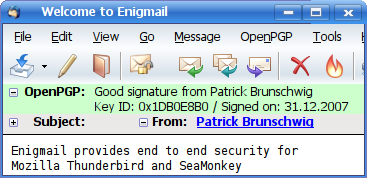 Complementos de seguridad para Thunderbird - enigmail