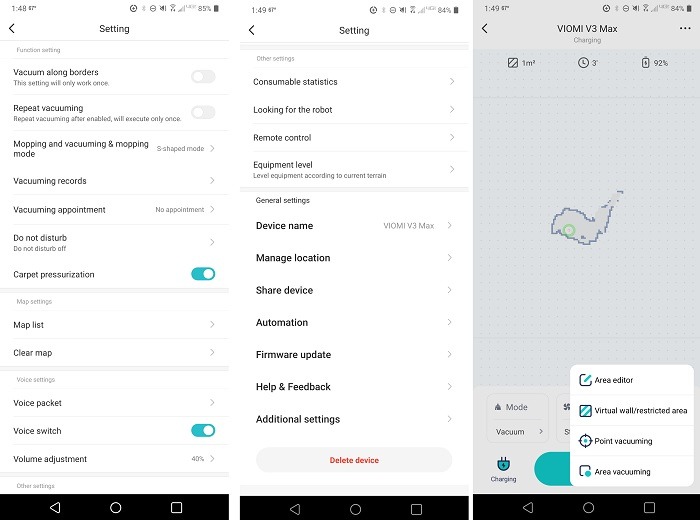 Configuración de la aplicación de revisión de vacío Viomi V3 Max Robot