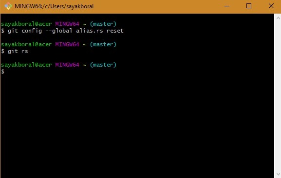 Git Alias ​​Restablecer Eliminar