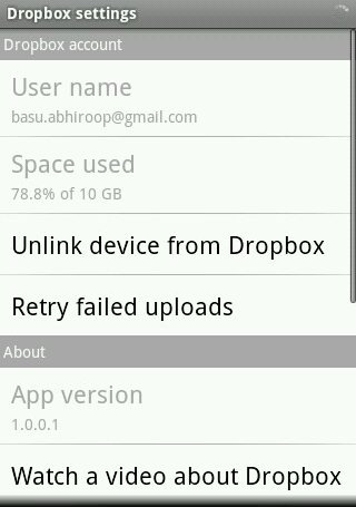 configuración de dropbox