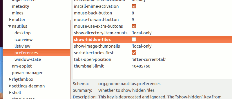 Ubuntu Nautilus sigue mostrando archivos ocultos.  Aquí está cómo ocultarlos