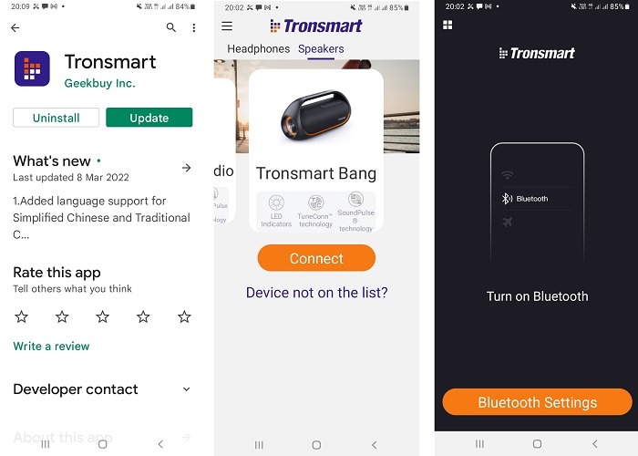 Aplicación Tronsmart Bang Google Play Store