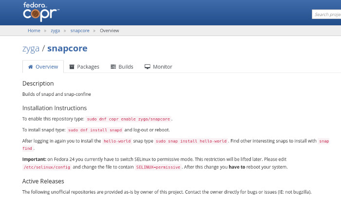 snapd-fedora-copr-repo