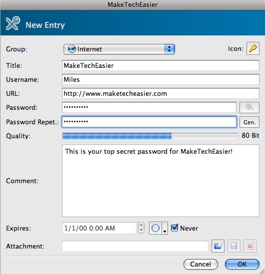 Nueva entrada KeyPassX