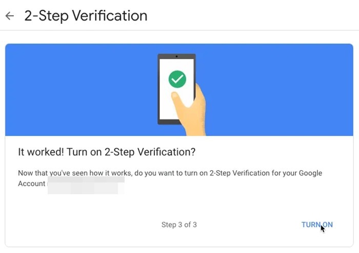 Verificación en dos pasos de la cuenta de Google Activar