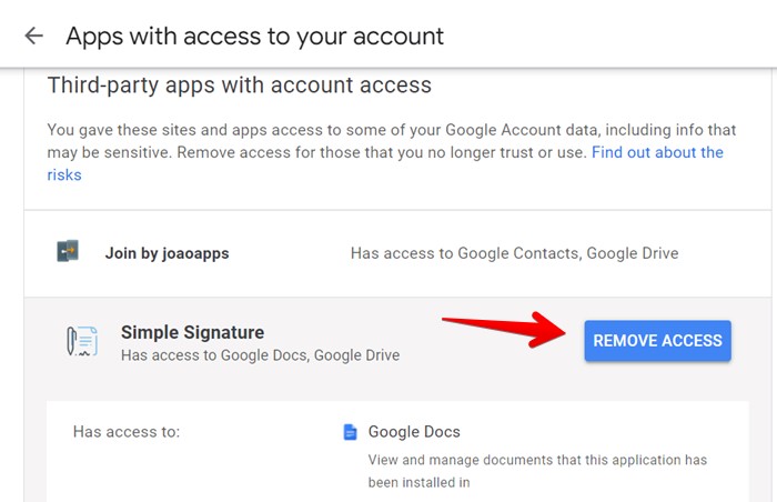 Cuenta de Google Administrar aplicaciones Revocar