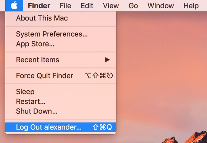 cerrar sesión en macos