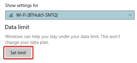 Límite de conjunto de datos de Windows