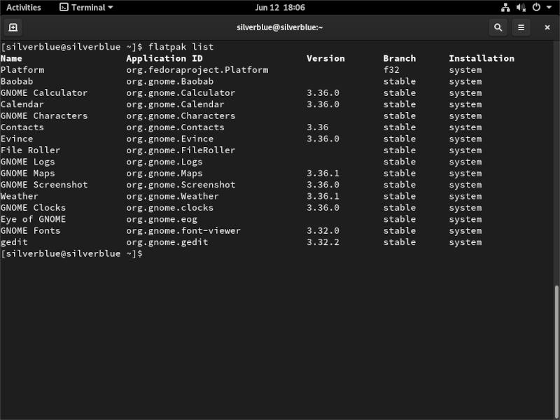 Lista Silverblue Flatpak