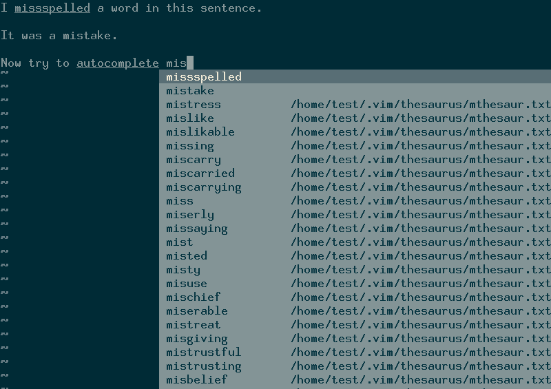 Sugerencias de autocompletado de Vim