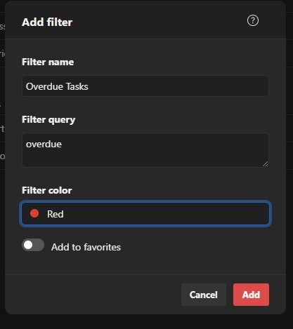 La guía completa de los filtros de Todoist Crear filtro atrasado