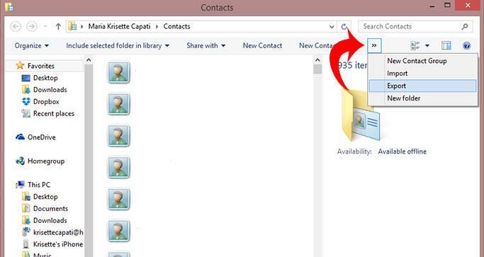exportariPhonecontacts-dropdownmenu