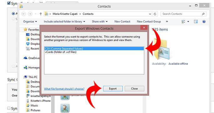 exportariPhonecontacts-choosecsvfileexportar