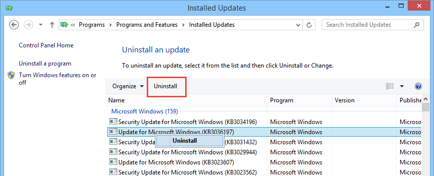 desinstalar-windows-updates-seleccionar-desinstalar