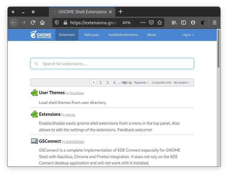 Deshabilitar el sitio web de Dynamic Workspaces Gnome Shell Extensions