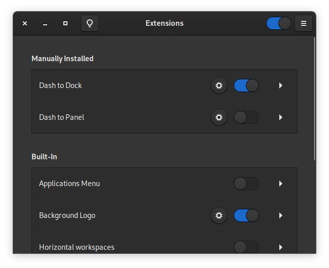 Deshabilitar las extensiones de Dynamic Workspaces Gnome Shell