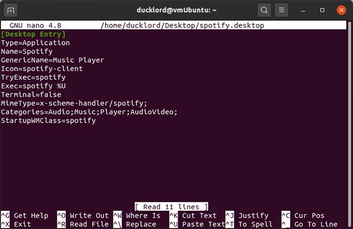 Archivo de escritorio predeterminado de Spotify a la bandeja de Linux