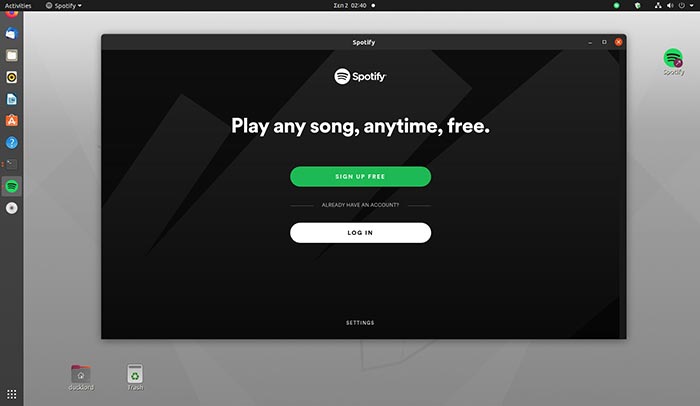 Linux Spotify a la bandeja Spotify ejecutándose con el icono de la bandeja