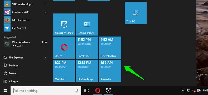 Agregar-relojes-en-Windows-10-Time-in-Start-menu