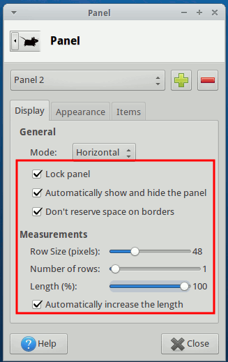 xfce-nuevo-panel-display-configuration