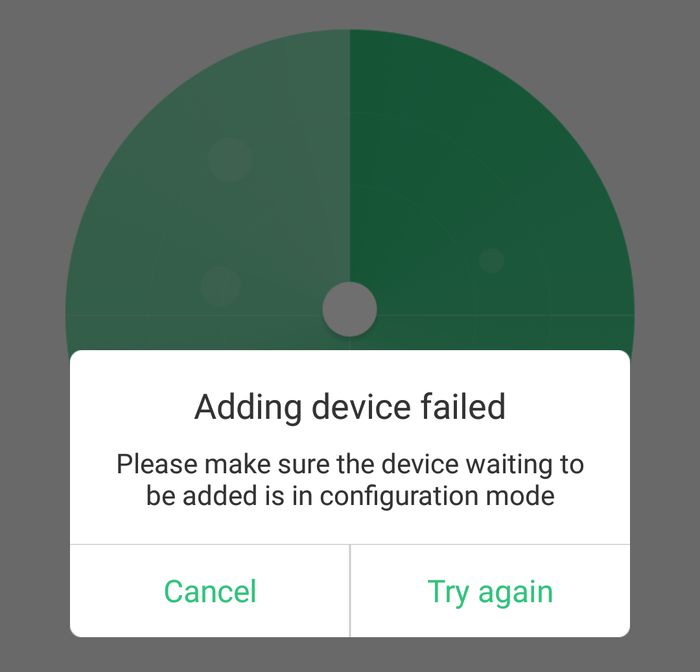 Orvibo Smart Home Kit añadiendo falla del dispositivo.