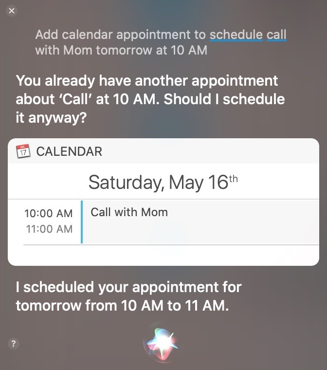 Aplicación Master Mac Calendar Siri Agregar evento